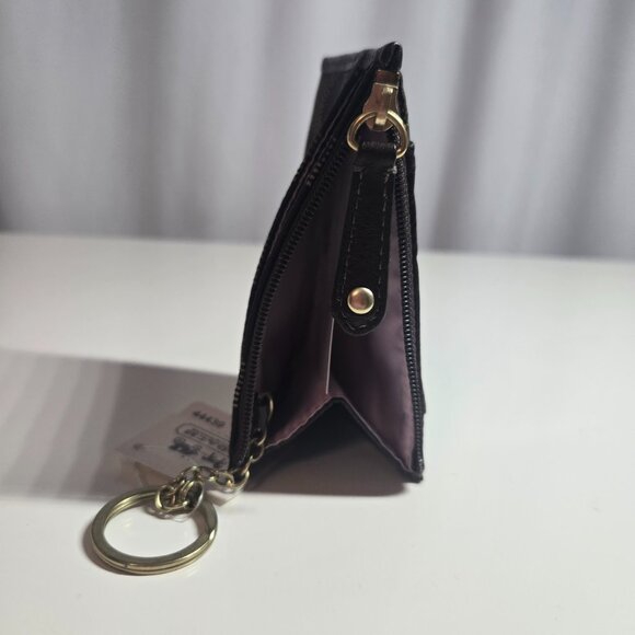 New Coach Madison Brown Dotted Signature Coin Purse Mini Skinny Keychain 44439 - Picture 6 of 8